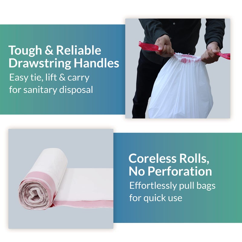 Reli. 6-10 Gallon Trash Bags Drawstring | 250 Count | 22"x23" | 6, 8, 10 Gallon Drawstring Garbage Bags | White Trash Can Liners | Small - Medium - Image 4